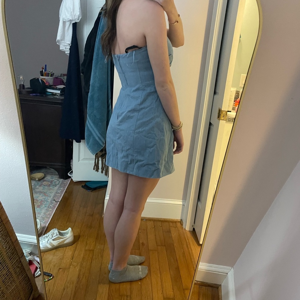 Astr Strapless Light wash denim Dress - Picture 4 of 5